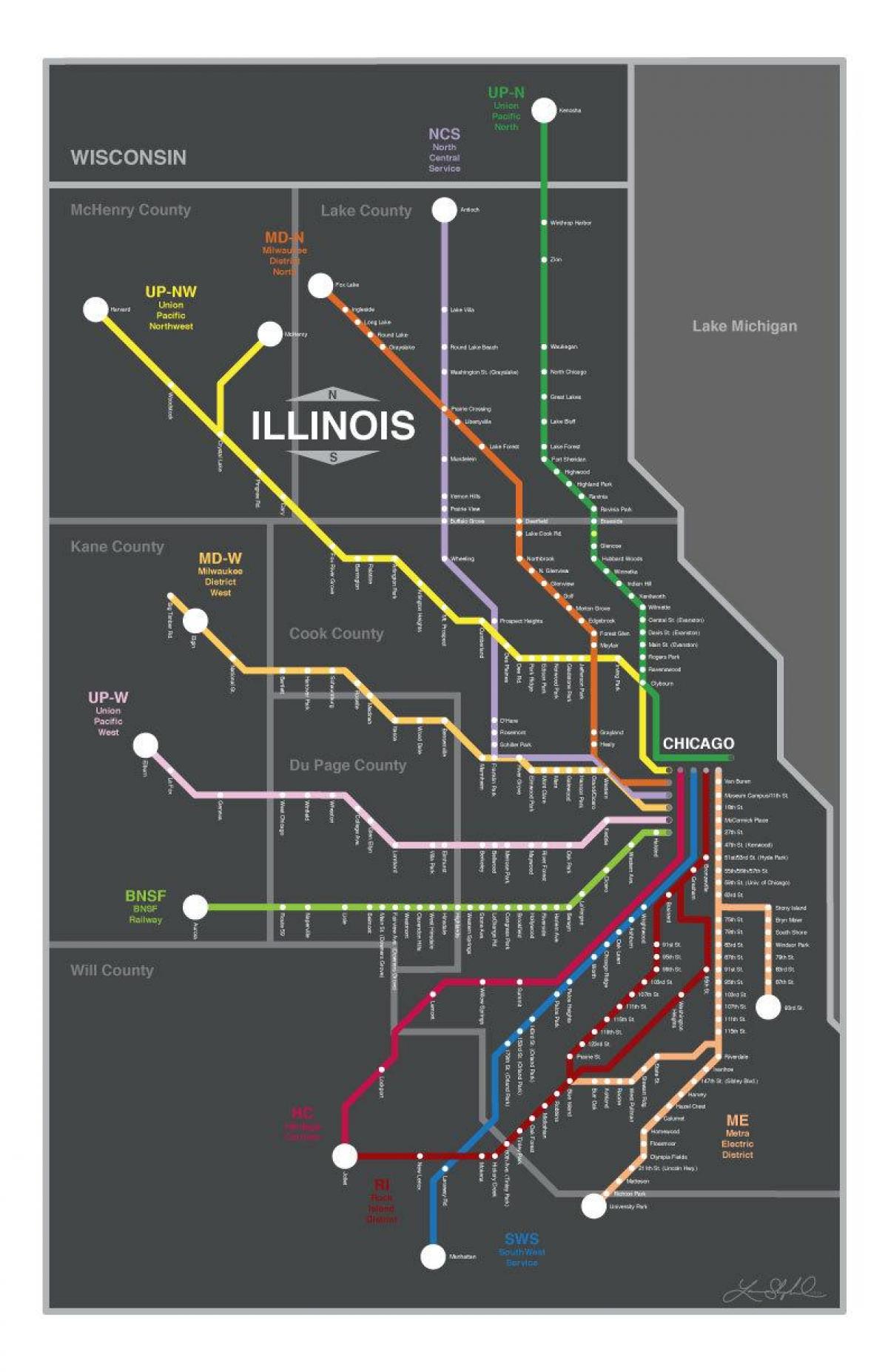 metra 지도 Chicago