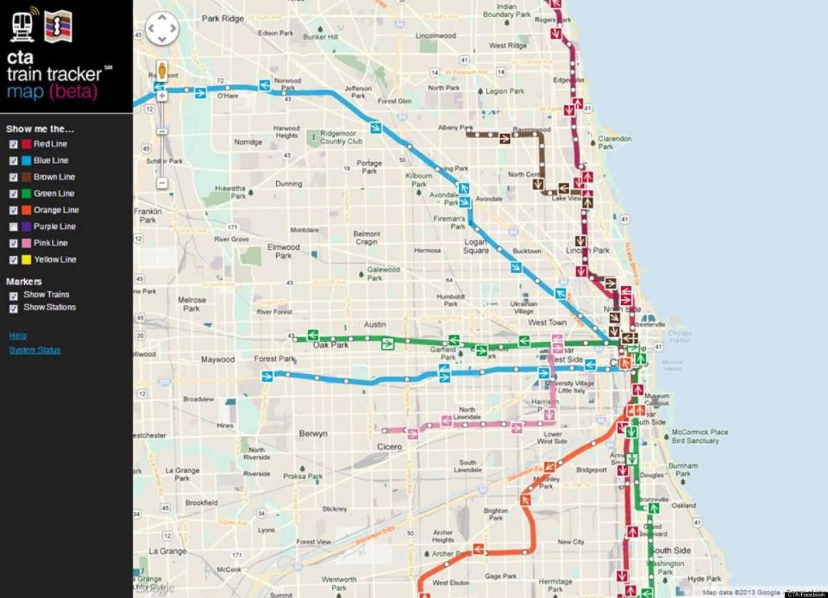 시카고 cta 기차 맵