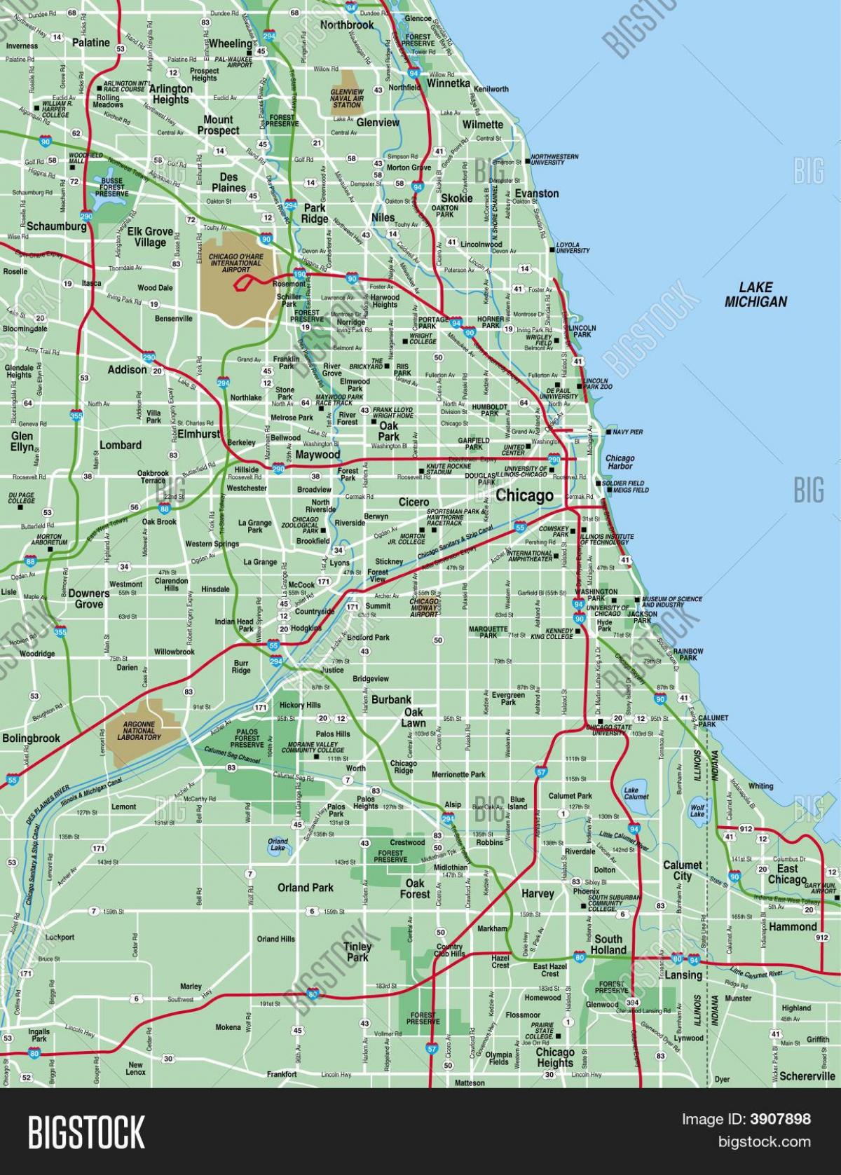 시카고 지역 지도