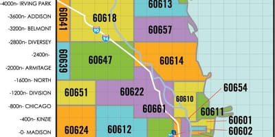 시카고 지역 zip code 지도