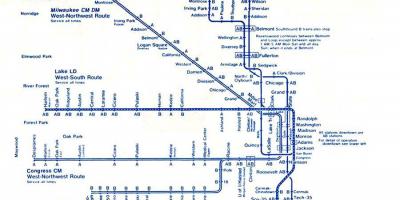 지도의 블루 라인 Chicago